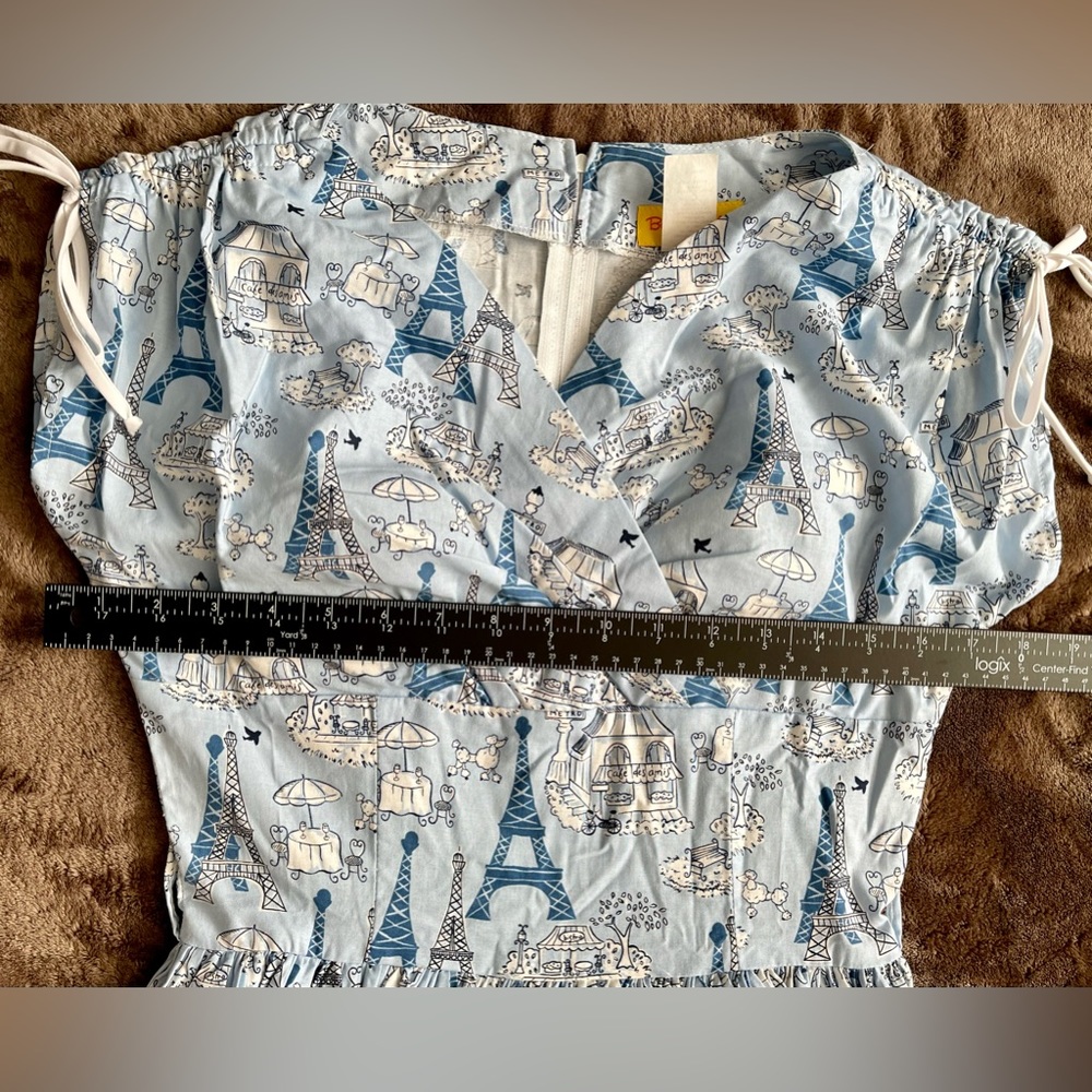 SOLD | ModCloth x Bernie Dexter Blue Sophie Dress Eiffel Tower Poodle SMALL - Picture 6 of 12
